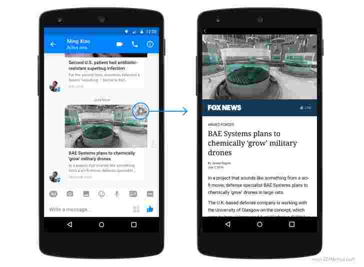 Facebook正在为Messenger带来即时文章