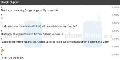 Android 10可能会在9月3日出去像素