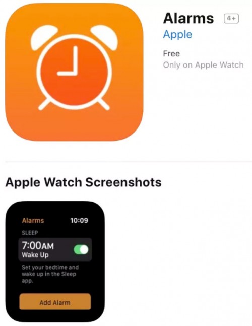 来自Apple Alarms App提示的屏幕截图在即将到来的“睡眠”应用程序