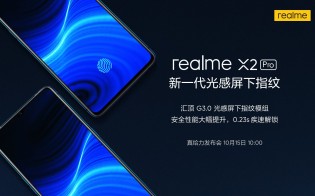 Realme X2 Pro拥有135 Hz采样率，超快速指纹扫描仪