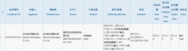 华为Matepad Pro获得3C认证，40W收费确认