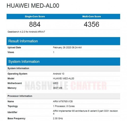 Huawei手机与Helio P35和4GB RAM表面