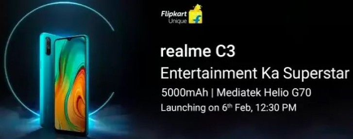 Realme C3规格揭示：Helio G70 SoC和5000 MAH电池拖曳