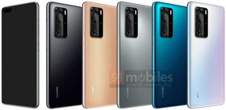 Huawei P40 Pro Renders展示了带潜望镜变焦镜头的四轮相机