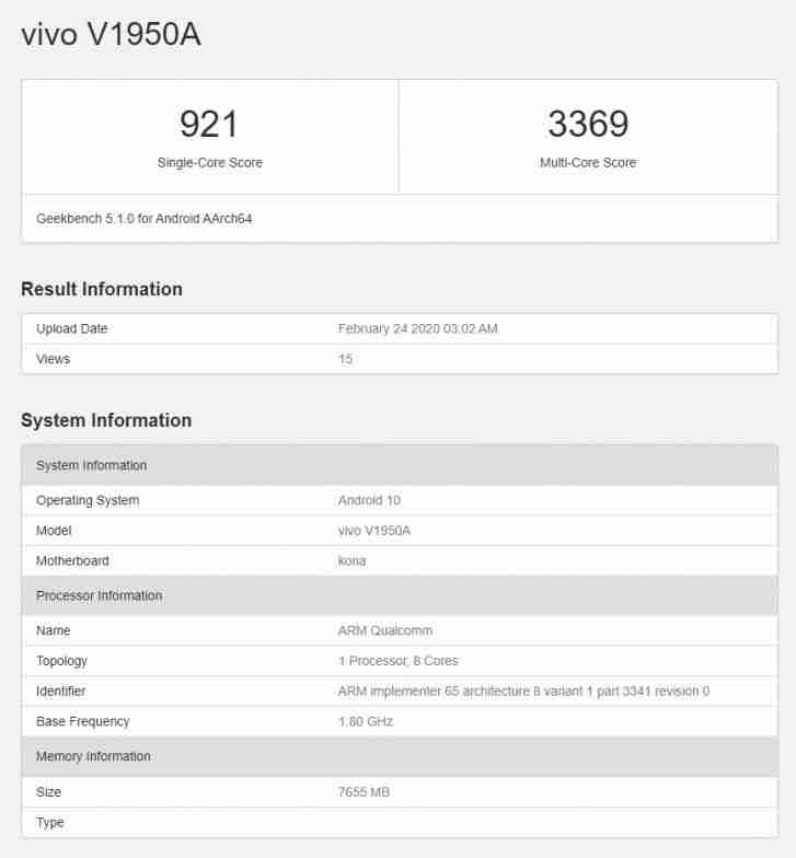 Vivo Nex 3 5G的继任者在Geekbench炫耀Snapdragon 865