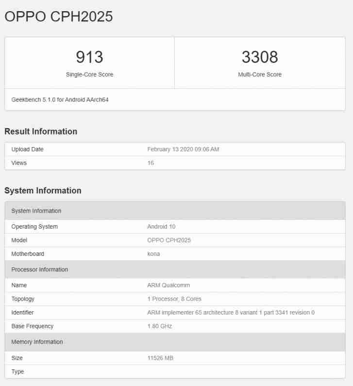 Oppo找到X2 Pro用Scandragon 865和12 GB RAM闪耀着GeekBench