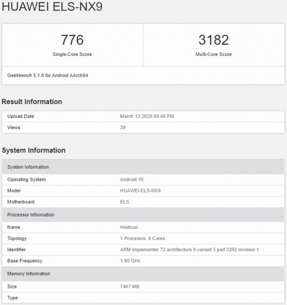 华为p40 pro 5g弹出geekbench