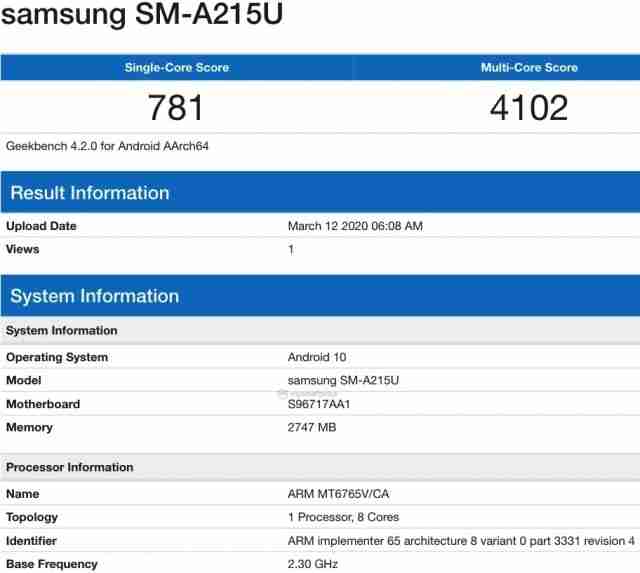 三星Galaxy A21 GeekBench的表面，Galaxy A31在FCC上生活