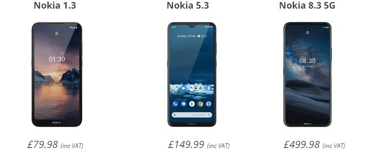 诺基亚8.3 5G，5.3和1.3现在可以在英国预购