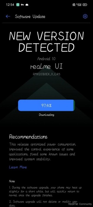 Android 10的Realme 5,5i和5s更新到达印度