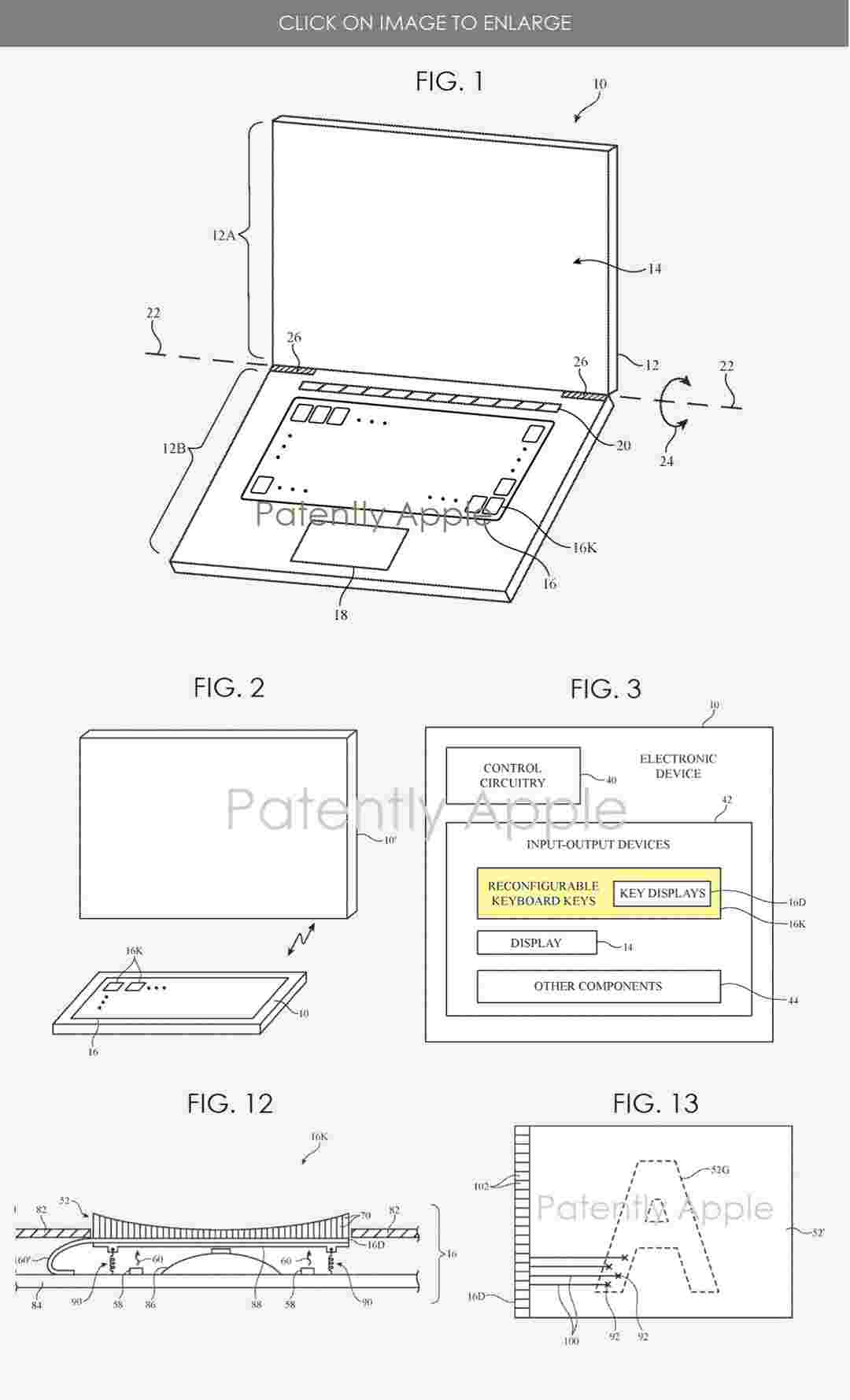 Apple Patents具有使用微小显示器的可配置键的Mac键盘