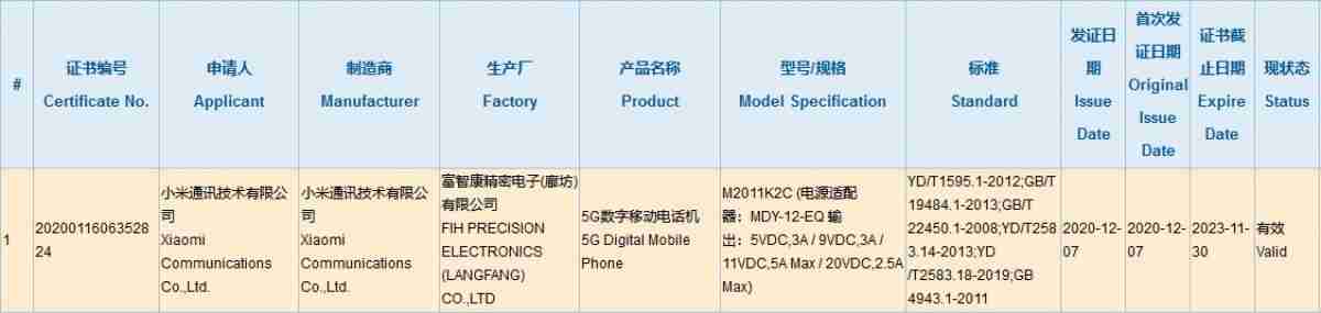 小米MI 11有55W的快速充电